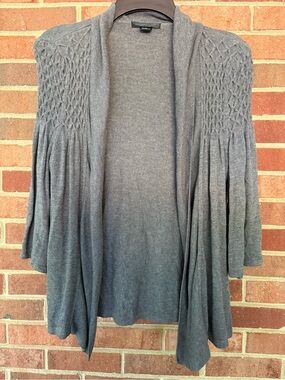 August Silk Size Medium Gray Cardigan Sweater